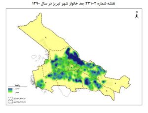 نقشه بعد خانوار شهر تبریز