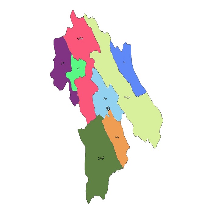 شیپ فایل شهرستان های استان کهگیلویه و بویراحمد 1399