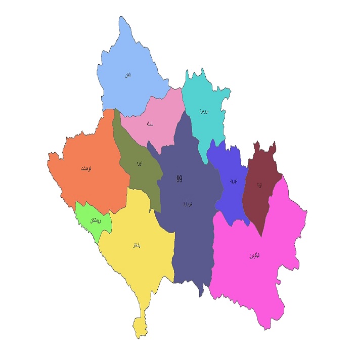 شیپ فایل ها و نقشه های تقسیمات سیاسی استان لرستان 1399