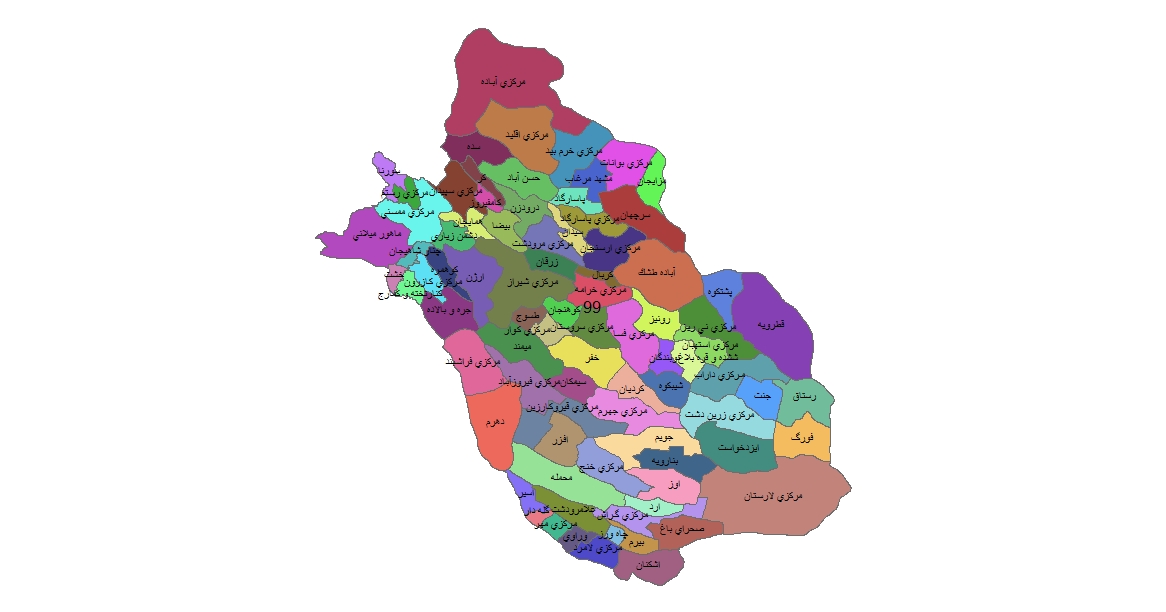 شیپ فایل بخش های استان فارس