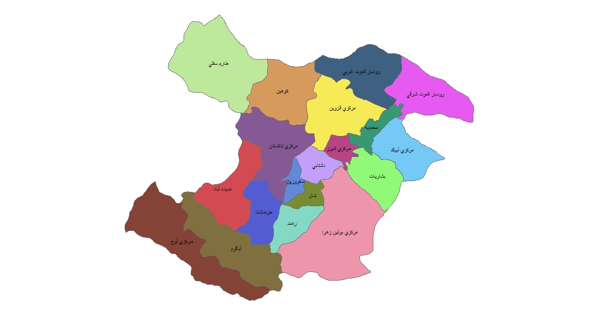 شیپ فایل بخش های استان قزوین