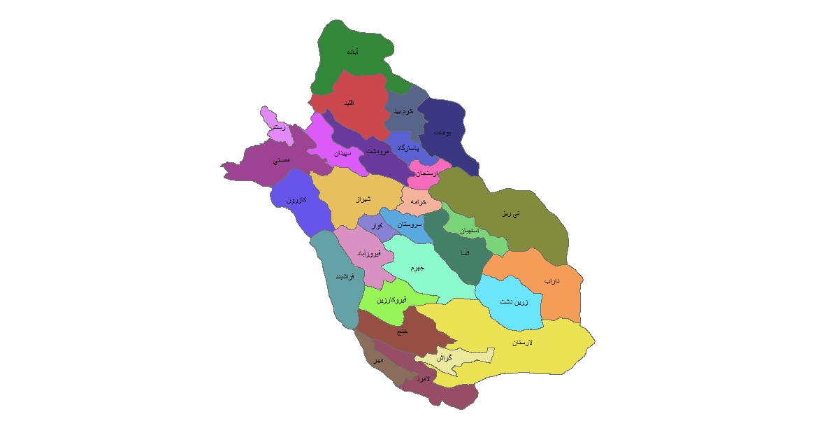 شیپ فایل شهرستان های استان فارس