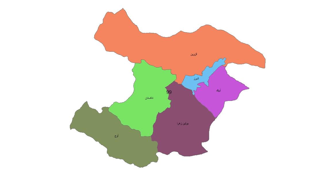 شیپ فایل شهرستان های استان قزوین
