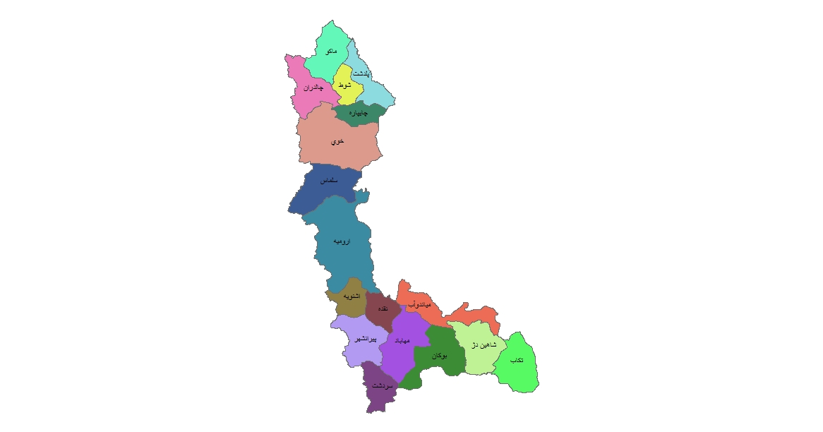شیپ فایل ها و نقشه های تقسیمات سیاسی استان آذربایجان غربی