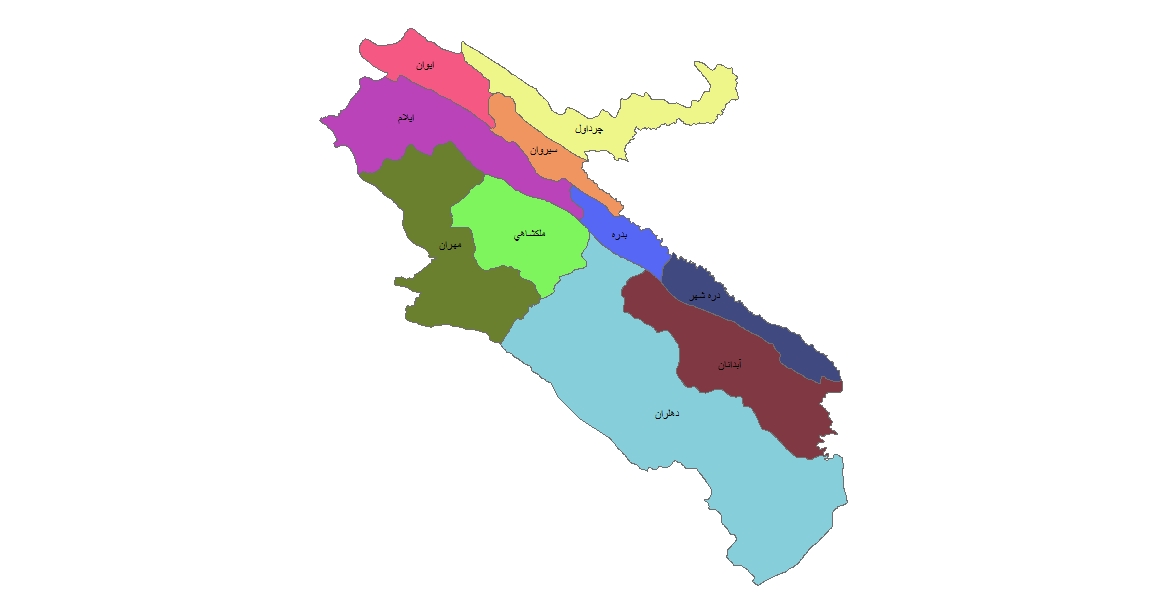 شیپ فایل ها و نقشه های تقسیمات سیاسی استان ایلام