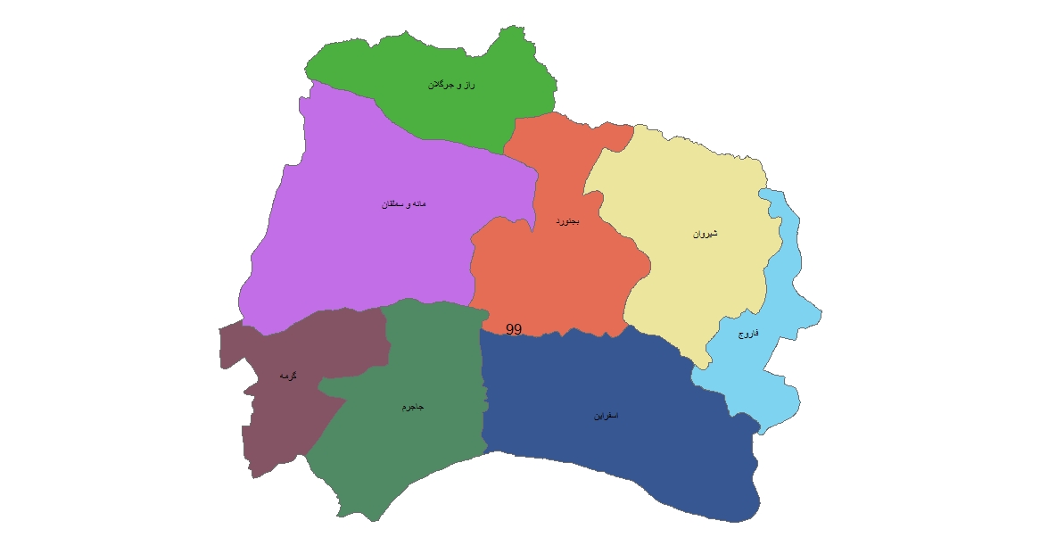 شیپ فایل ها و نقشه های تقسیمات سیاسی استان خراسان شمالی