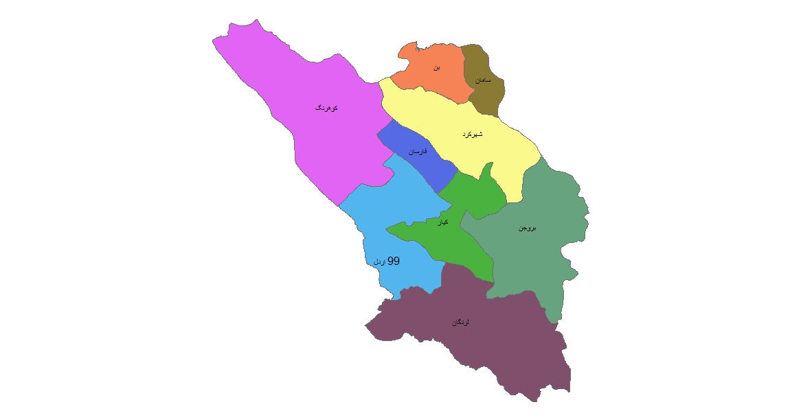 شیپ فایل ها و نقشه های تقسیمات سیاسی استان چهارمحال و بختیاری