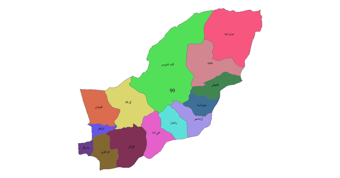 شیپ فایل ها و نقشه های تقسیمات سیاسی استان گلستان