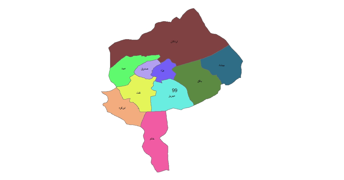 شیپ فایل ها و نقشه های تقسیمات سیاسی استان یزد
