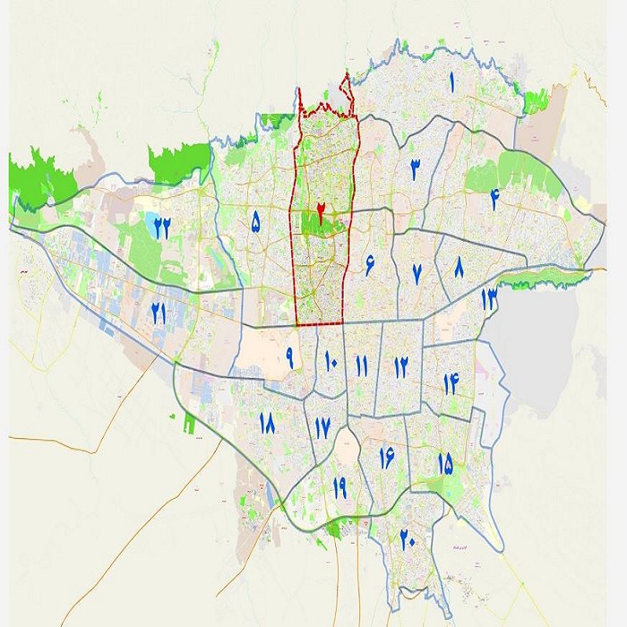 دانلود شیپ فایل بلوک های آماری منطقه 2 شهر تهران 1395