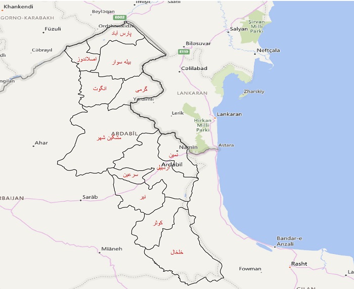 دانلود جدیدترین نقشه های تقسیمات کشوری استان اردبیل 1401 