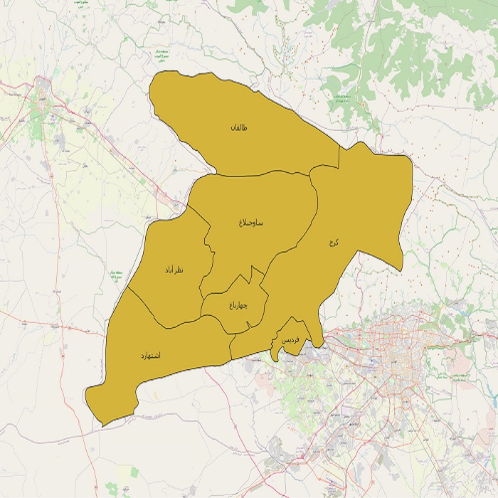 دانلود نقشه‌های شیپ فایل تقسیمات کشوری استان البرز 1401