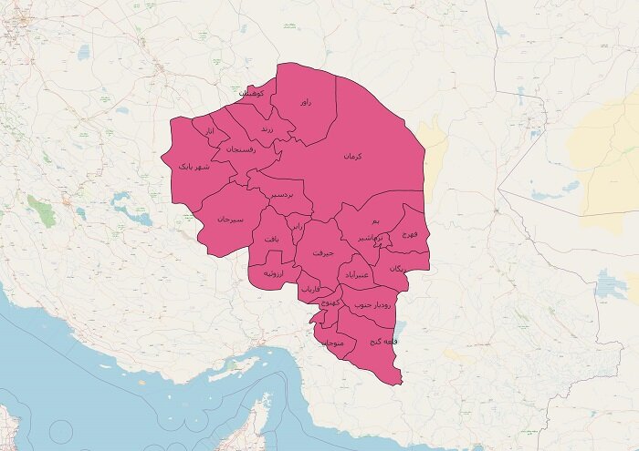 دانلود جدیدترین نقشه های تقسیمات کشوری استان کرمان 1401