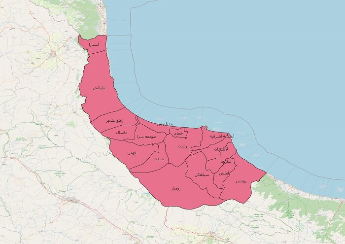 دانلود جدیدترین نقشه های تقسیمات کشوری استان گیلان 1401