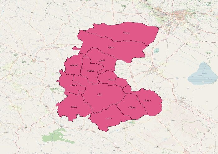 دانلود جدیدترین نقشه های تقسیمات کشوری استان مرکزی 1401
