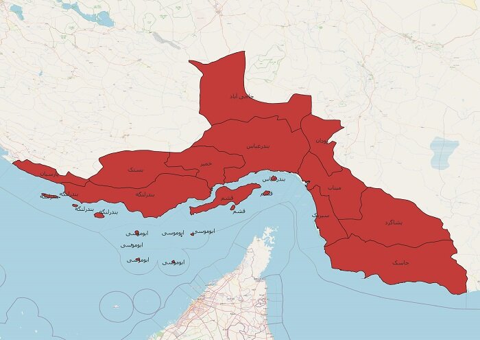 دانلود جدیدترین نقشه های تقسیمات کشوری استان هرمزگان 1401