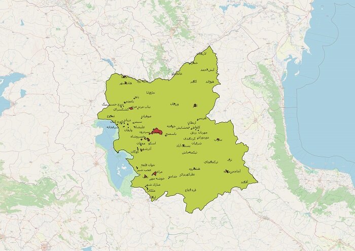 دانلود نقشه شیپ فایل محدوده شهرهای آذربایجان شرقی 1401