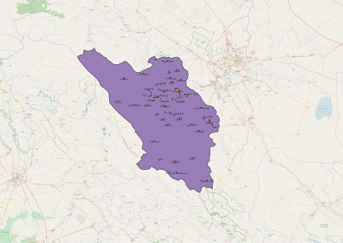 دانلود نقشه شیپ فایل محدوده شهرهای چهارومحال و بختیاری 1401