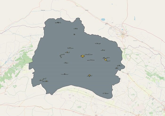دانلود نقشه شیپ فایل محدوده شهرهای خراسان شمالی 1401