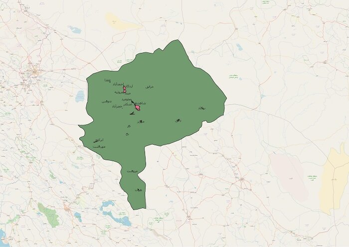 دانلود نقشه شیپ فایل محدوده شهرهای یزد 1401