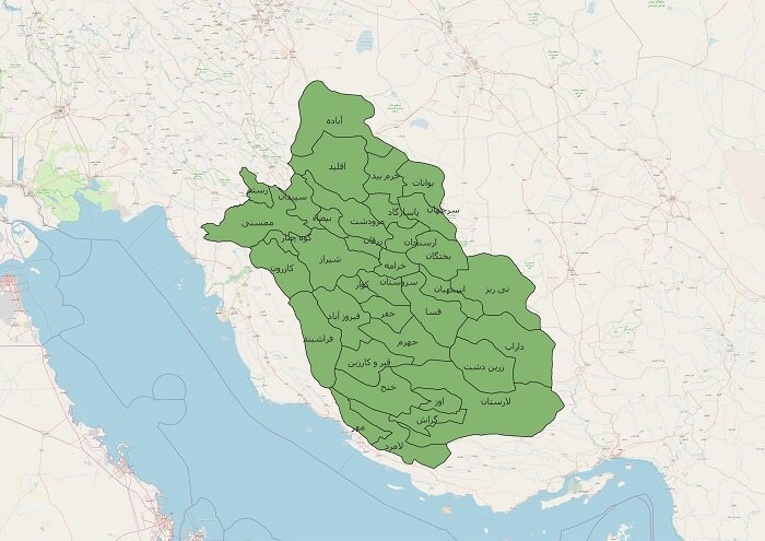 دانلود جدیدترین نقشه های تقسیمات کشوری استان فارس 1401
