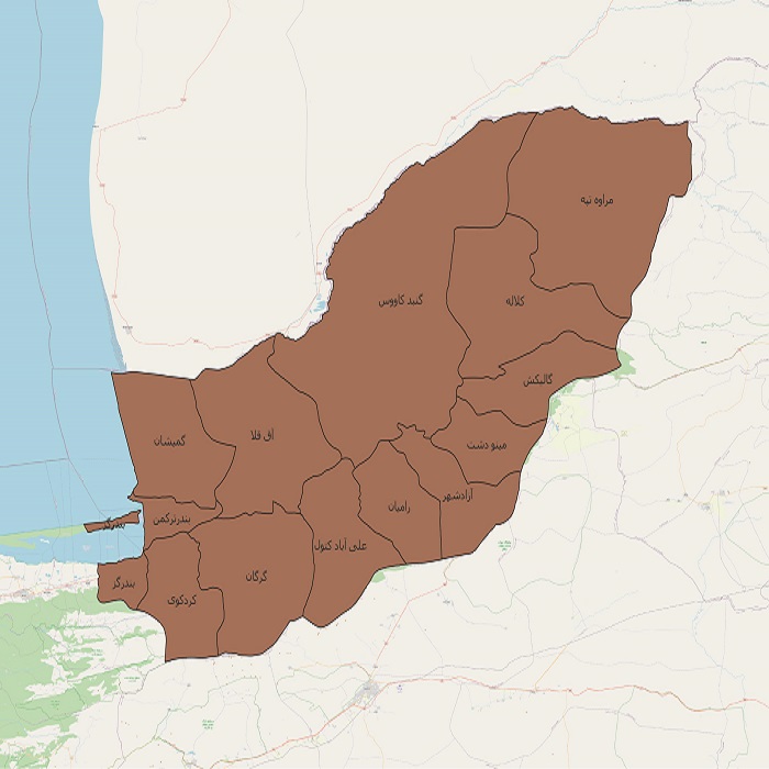 دانلود نقشه‌های شیپ فایل تقسیمات کشوری استان گلستان 1401