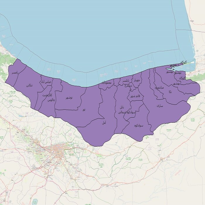 دانلود نقشه‌های شیپ فایل تقسیمات کشوری استان مازندران 1401