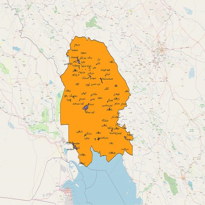 دانلود نقشه شیپ فایل محدوده شهرهای خوزستان 1401