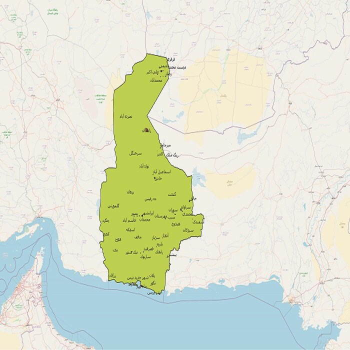 دانلود نقشه شیپ فایل محدوده شهرهای سیستان و بلوچستان 1401