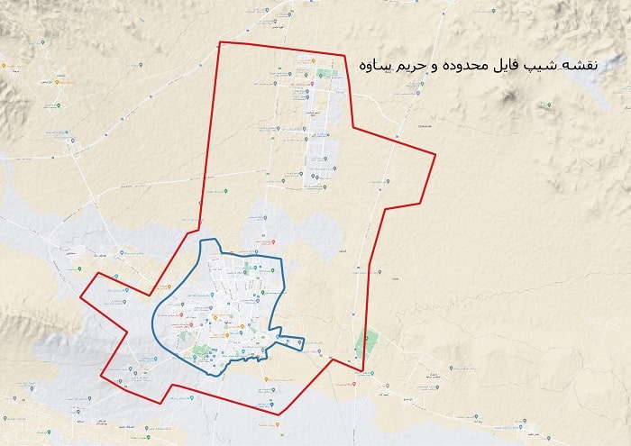 دانلود نقشه شیپ فایل محدوده و حریم شهر ساوه