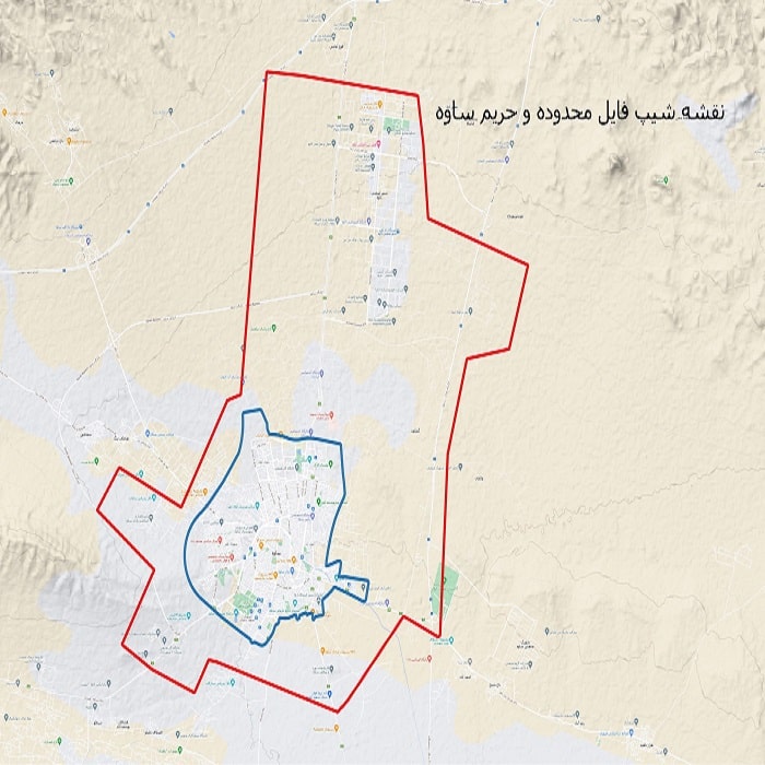 دانلود نقشه شیپ فایل محدوده و حریم شهر ساوه